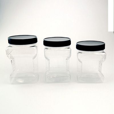 PET واضحة مربعة قبضة 4500ml البلاستيك برغي غطاء الجرار BPA الحرة