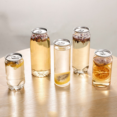 350 مل PET مشروب غازي شفاف يمكن أن يفرغ علبة مشروبات الصودا البلاستيكية بغطاء سهل الفتح